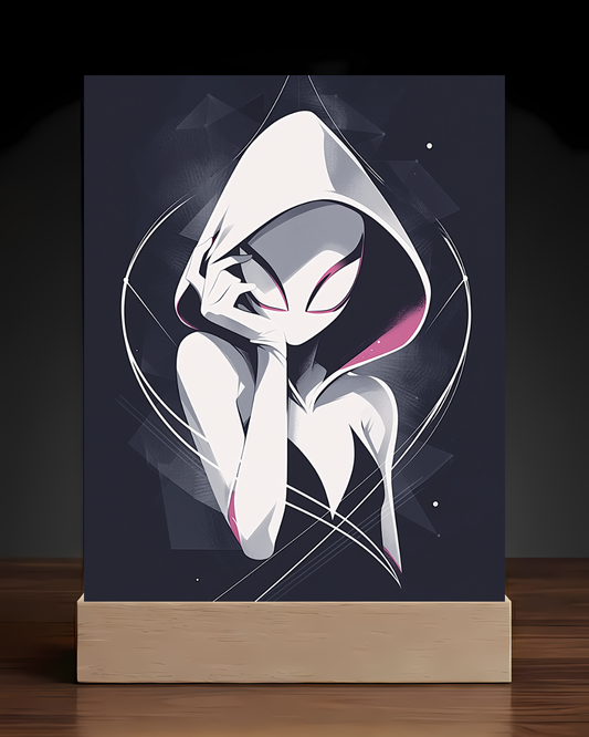 Marvel Spider-Gwen Ghost-Spider acrylic LED nightlight square base mockup
