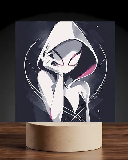 Marvel Spider-Gwen Ghost-Spider acrylic LED nightlight U shaped base mockup