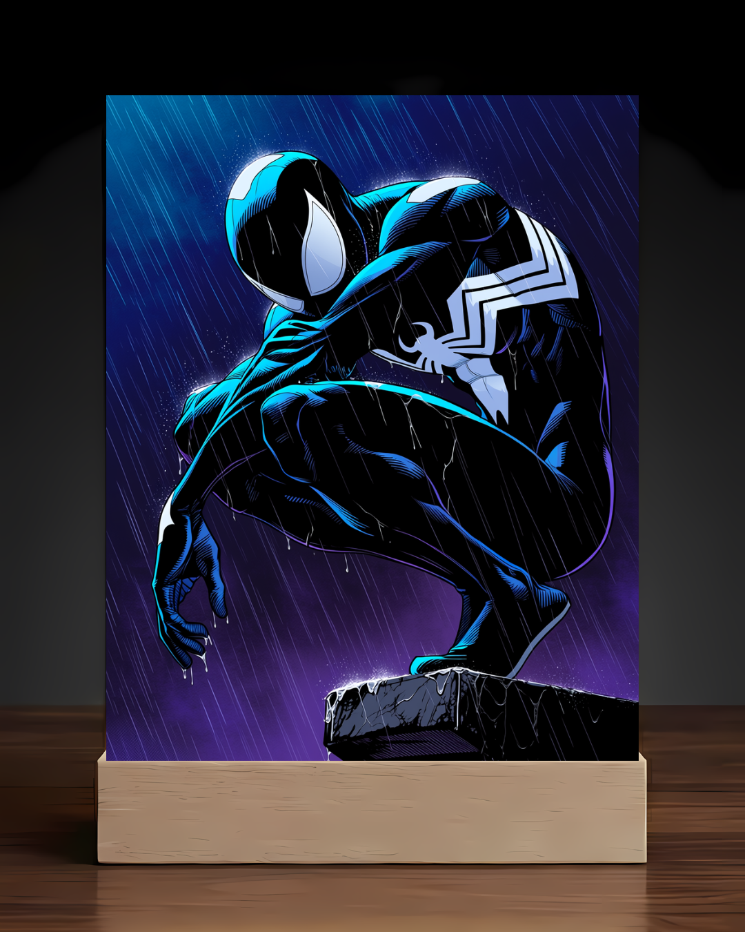 Marvel Symbiote Spider-Man acrylic LED nightlight square base mockup