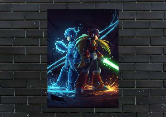 Megaman and Zero Metal Poster-Gaming Wall Decor