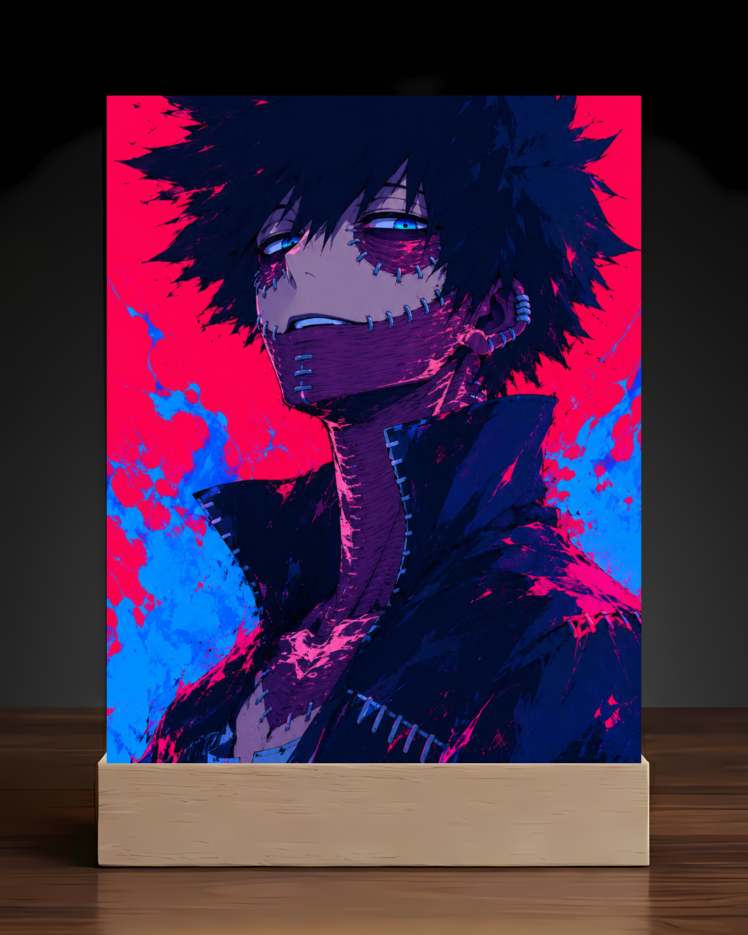 My Hero Academia Dabi acrylic LED nightlight square base mockup