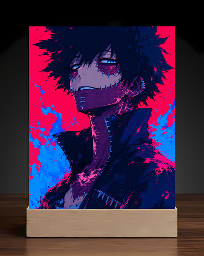 My Hero Academia Dabi acrylic LED nightlight square base mockup