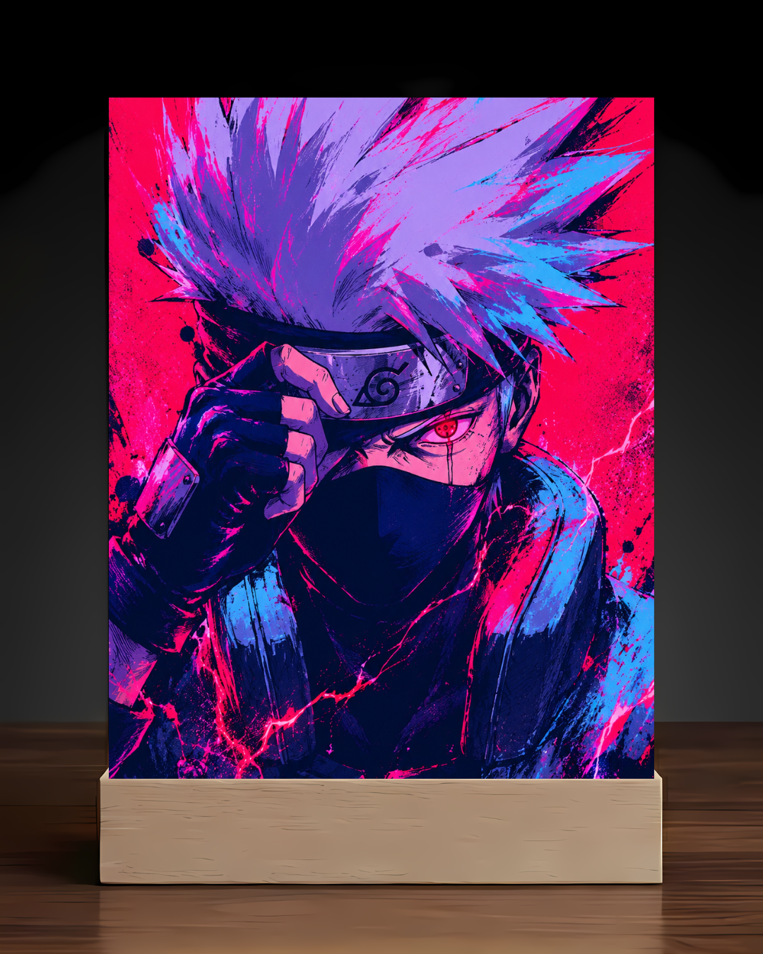 Naruto Kakashi Hatake acrylic LED nightlight square base mockup