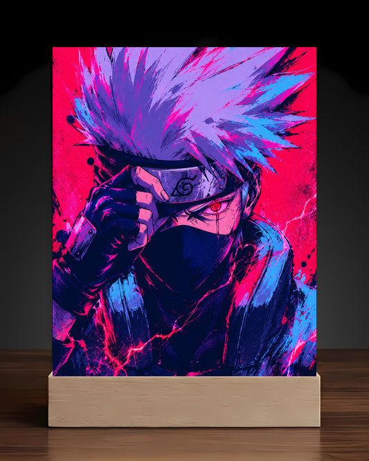 Naruto Kakashi Hatake acrylic LED nightlight square base mockup