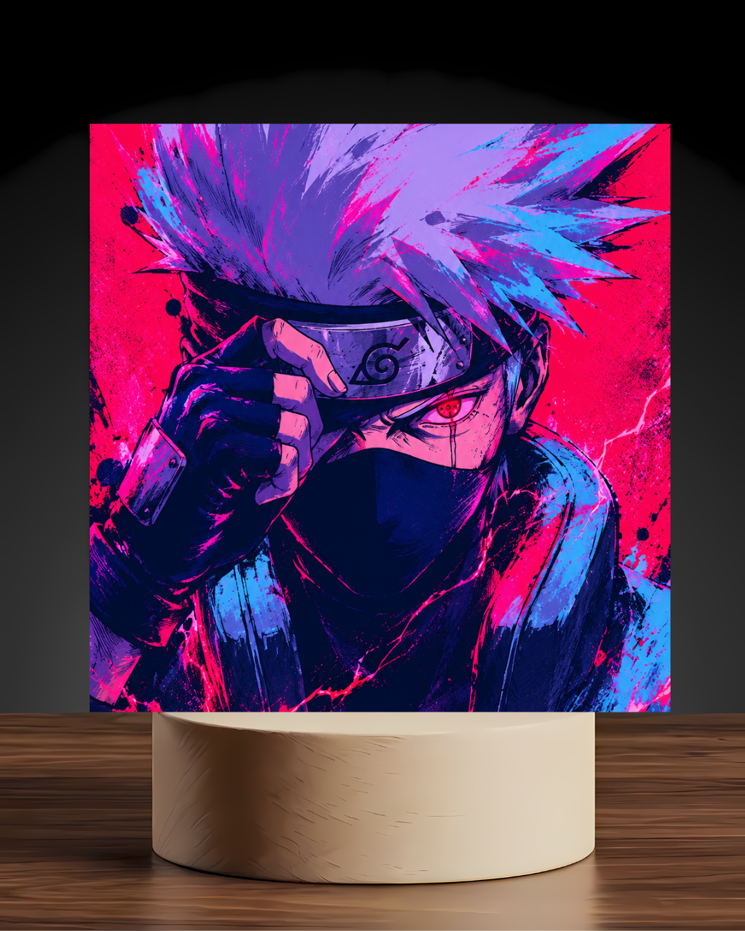 Naruto Kakashi Hatake acrylic LED nightlight U shaped base mockup