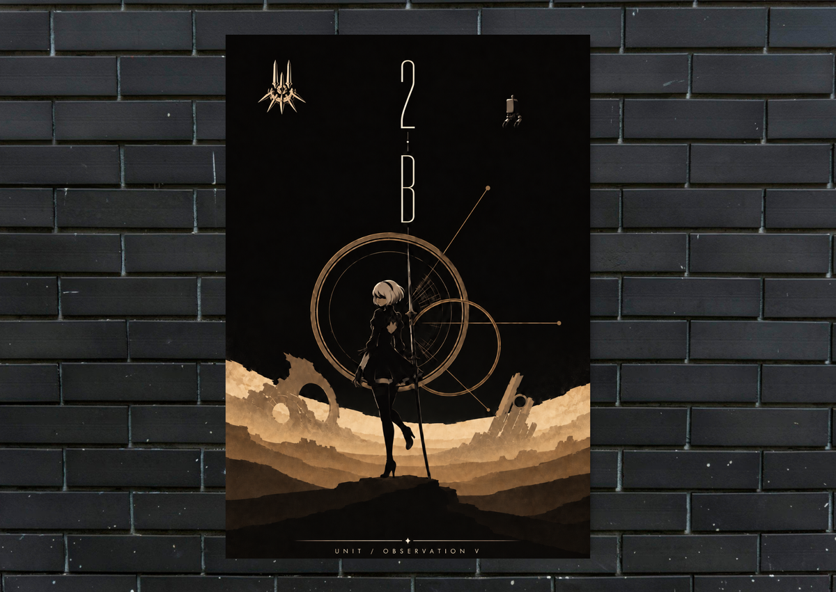 NieR Automata 2B metal poster