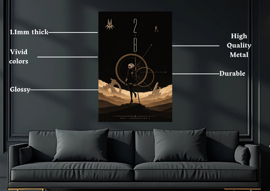 NieR Automata 2B metal poster room mockup