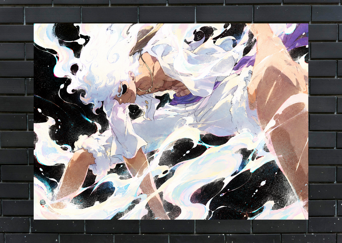 One Piece Gear 5 Luffy action metal poster