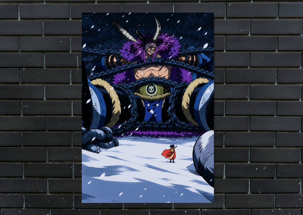 One Piece Luffy and Loki metal poster