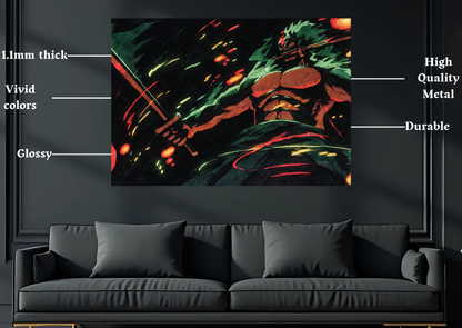 One Piece Zoro Three Sword Style metal poster room mockup