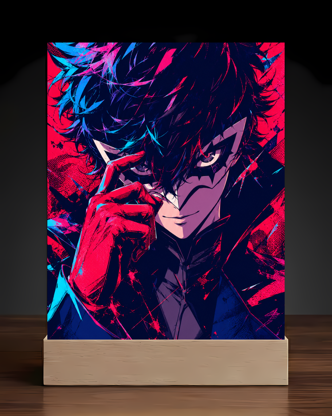 Persona 5 Joker acrylic LED nightlight square base mockup