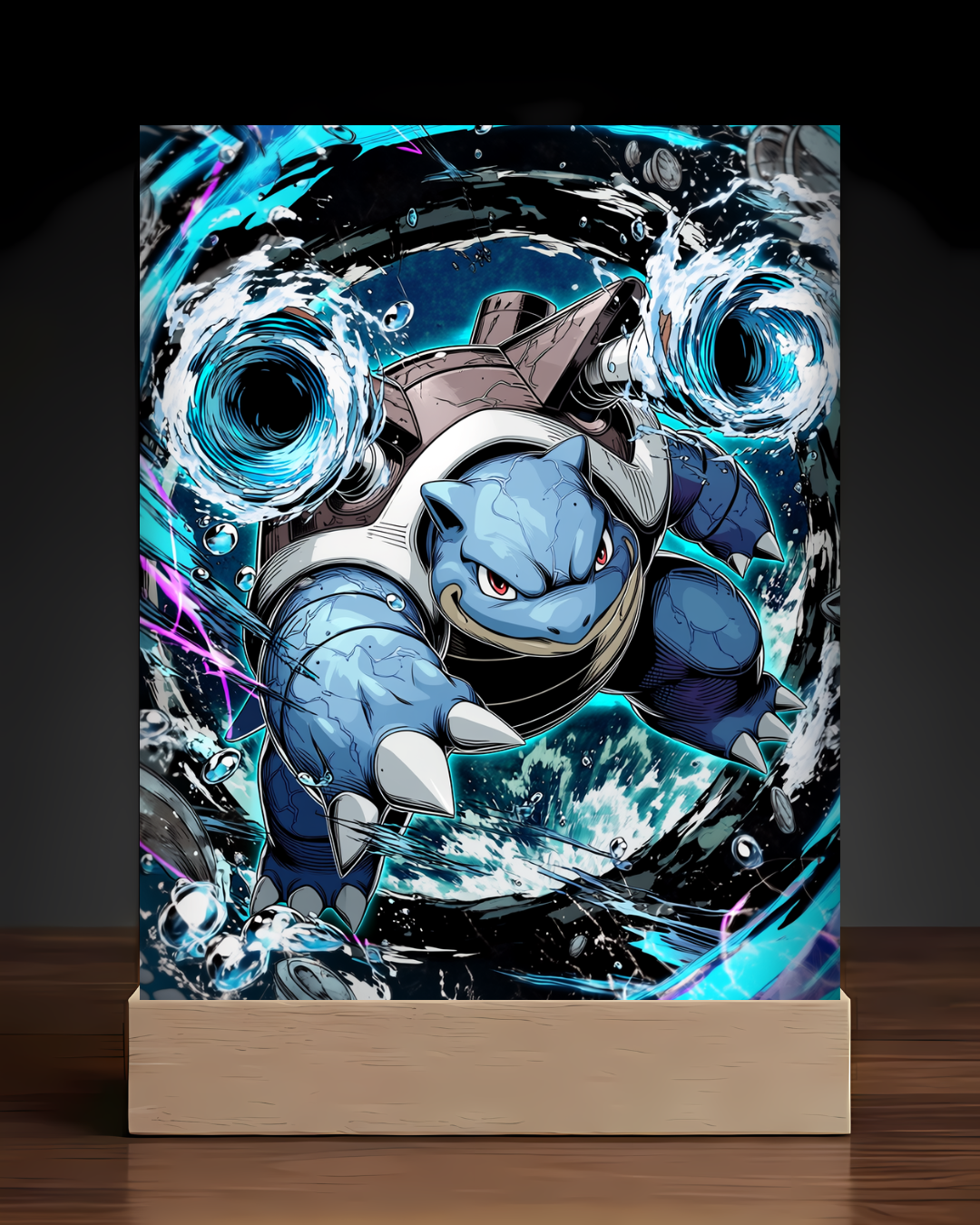 Pokemon Blastoise acrylic LED nightlight square base mockup