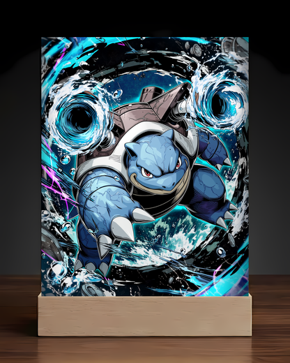 Pokemon Blastoise acrylic LED nightlight square base mockup
