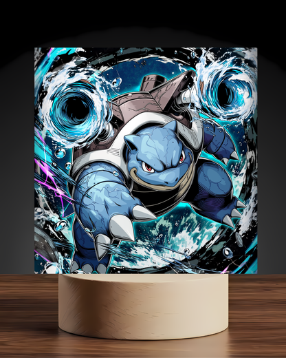 Pokemon Blastoise acrylic LED nightlight U shaped base mockup