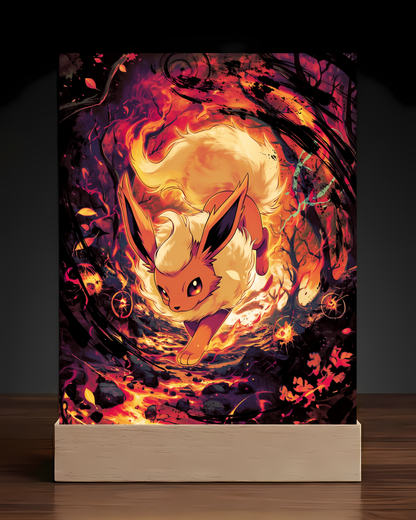 Pokemon Flareon acrylic LED nightlight square base mockup