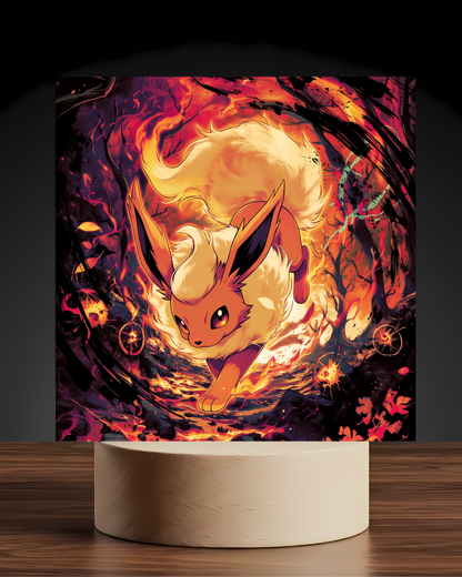 Pokemon Flareon acrylic LED nightlight U shaped base mockup