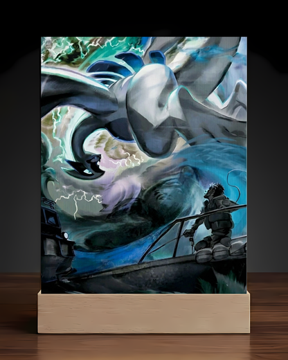 Pokemon Lugia acrylic LED nightlight square base mockup
