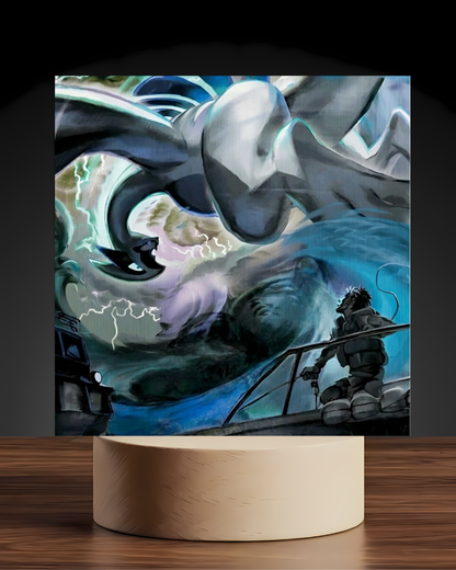 Pokemon Lugia acrylic LED nightlight U shaped base mockup