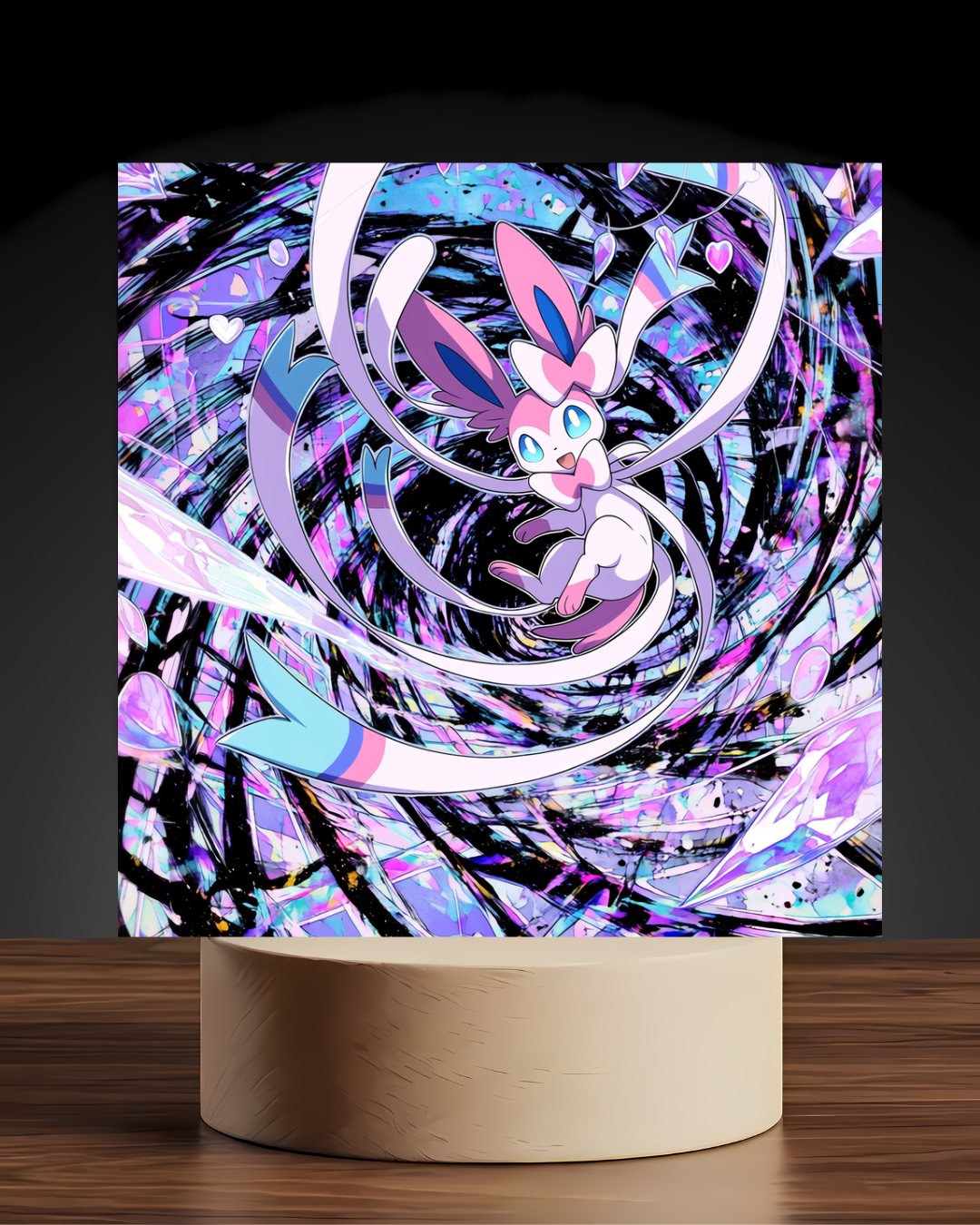 Pokemon Sylveon acrylic LED nightlight U shaped base mockup
