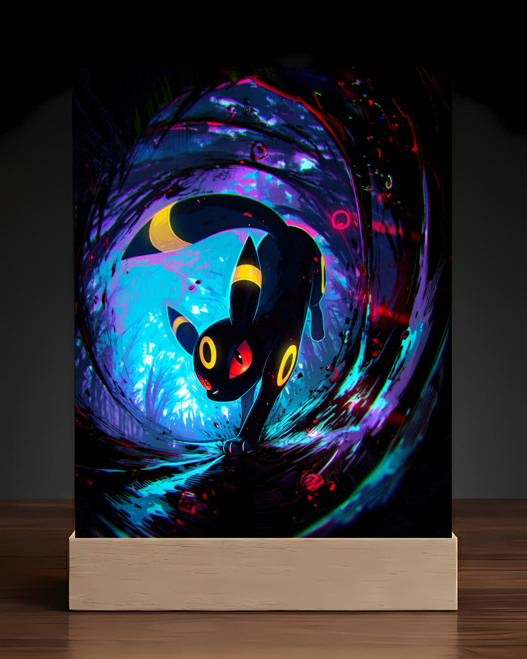 Pokemon Umbreon acrylic LED nightlight square base mockup