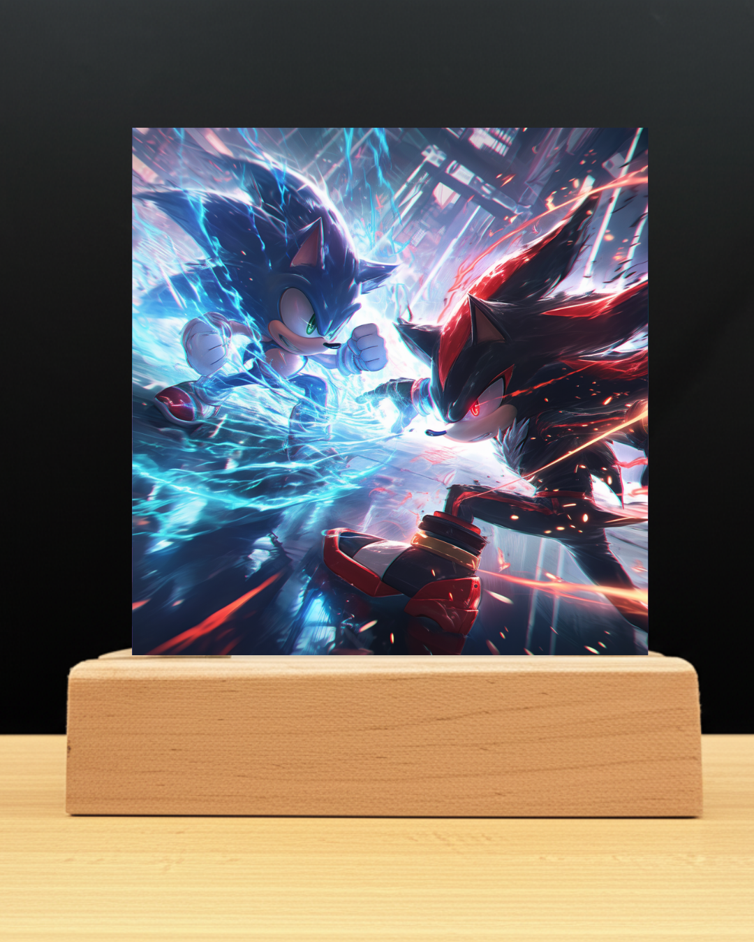 Sonic and Shadow Acrylic LED Nightlight-Gaming Desk Decor