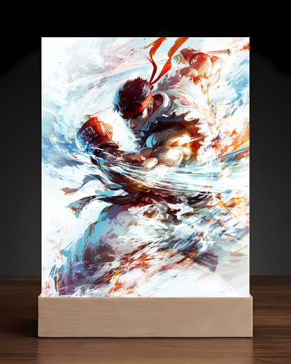 Street Fighter Ryu acrylic LED nightlight square base mockup
