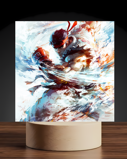 Street Fighter Ryu acrylic LED nightlight U shaped base mockup