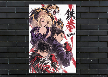 Tekken Jin Kazuya Nina King metal poster
