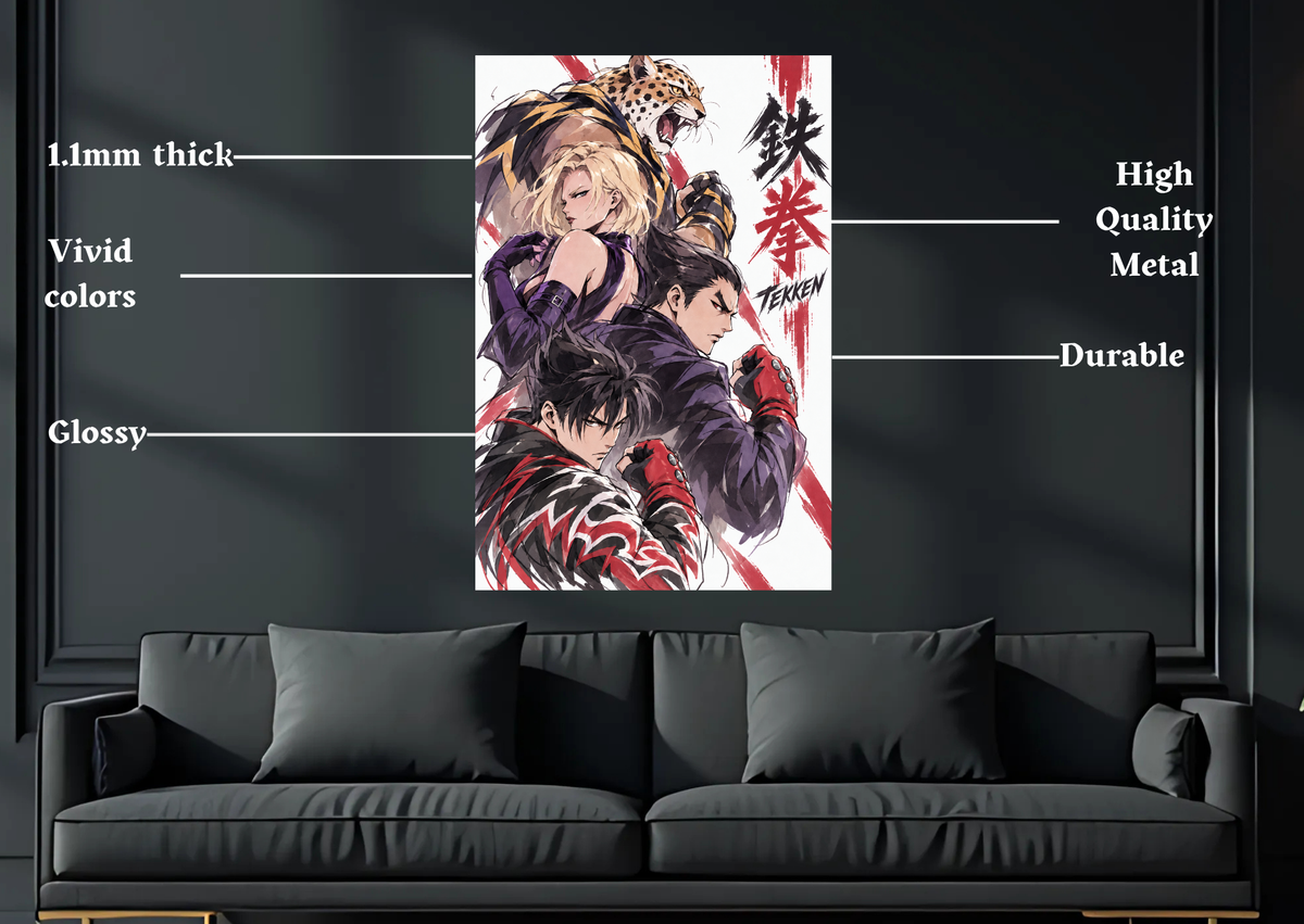 Tekken Jin Kazuya Nina King metal poster product details