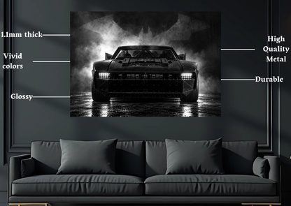 The Batman Batmobile metal poster room mockup